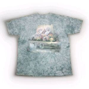 Thomas Kinkade Holiday Short Sleeve Shirt 3XL VTG USA Bisque Nature Villafe RARE